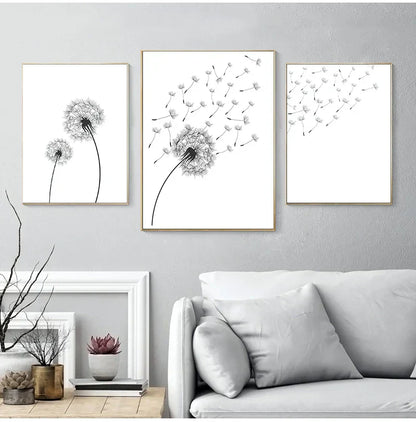 DecorBites™ "Minimalist Dandelion Canvas Wall Art Set"