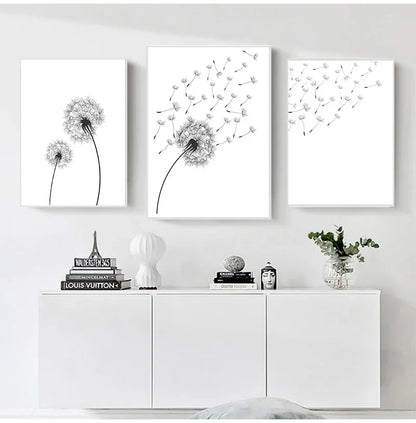 DecorBites™ "Minimalist Dandelion Canvas Wall Art Set"