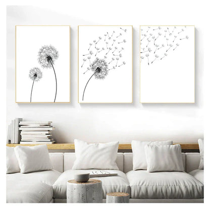 DecorBites™ "Minimalist Dandelion Canvas Wall Art Set"