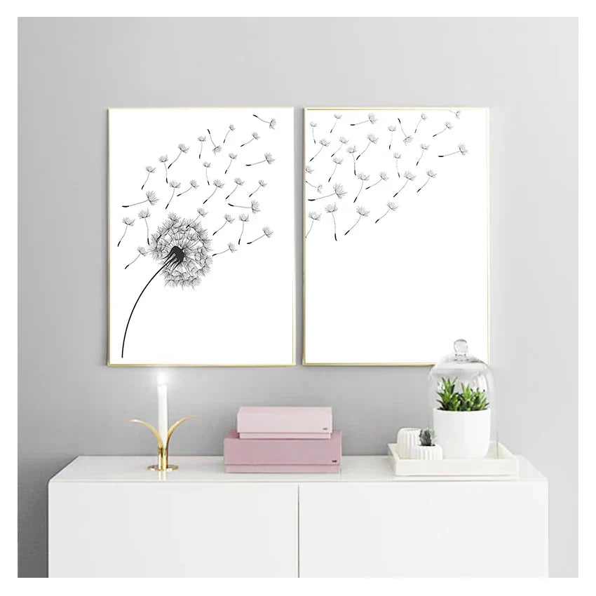 DecorBites™ "Minimalist Dandelion Canvas Wall Art Set"