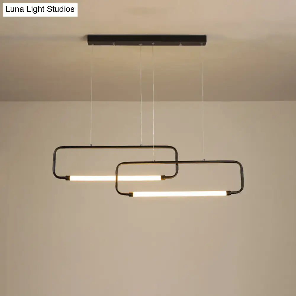 Modern black geometric led pendant light for dining room