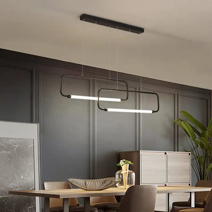 Modern black geometric led pendant light for dining room