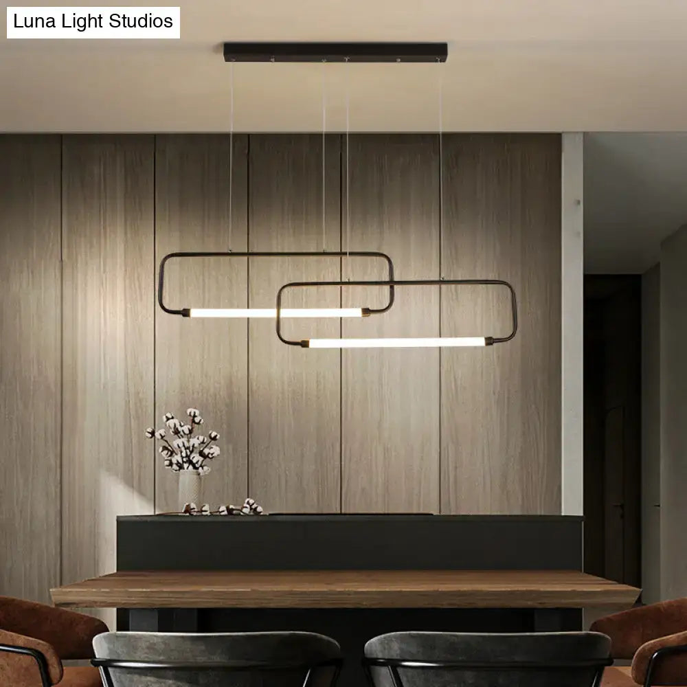 Modern black geometric led pendant light for dining room