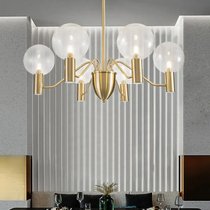 Modern gold globe chandelier living room frosted glass light