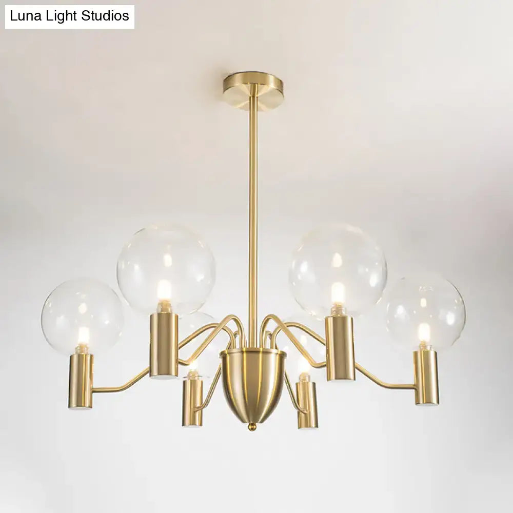 Modern gold globe chandelier living room frosted glass light