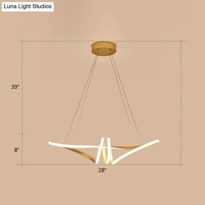Modern gold & white twist island light fixture dining room led