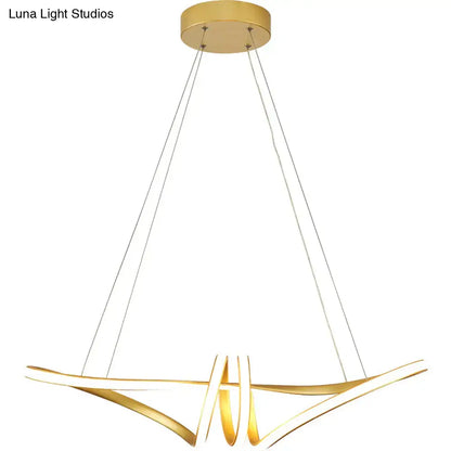 Modern gold & white twist island light fixture dining room led