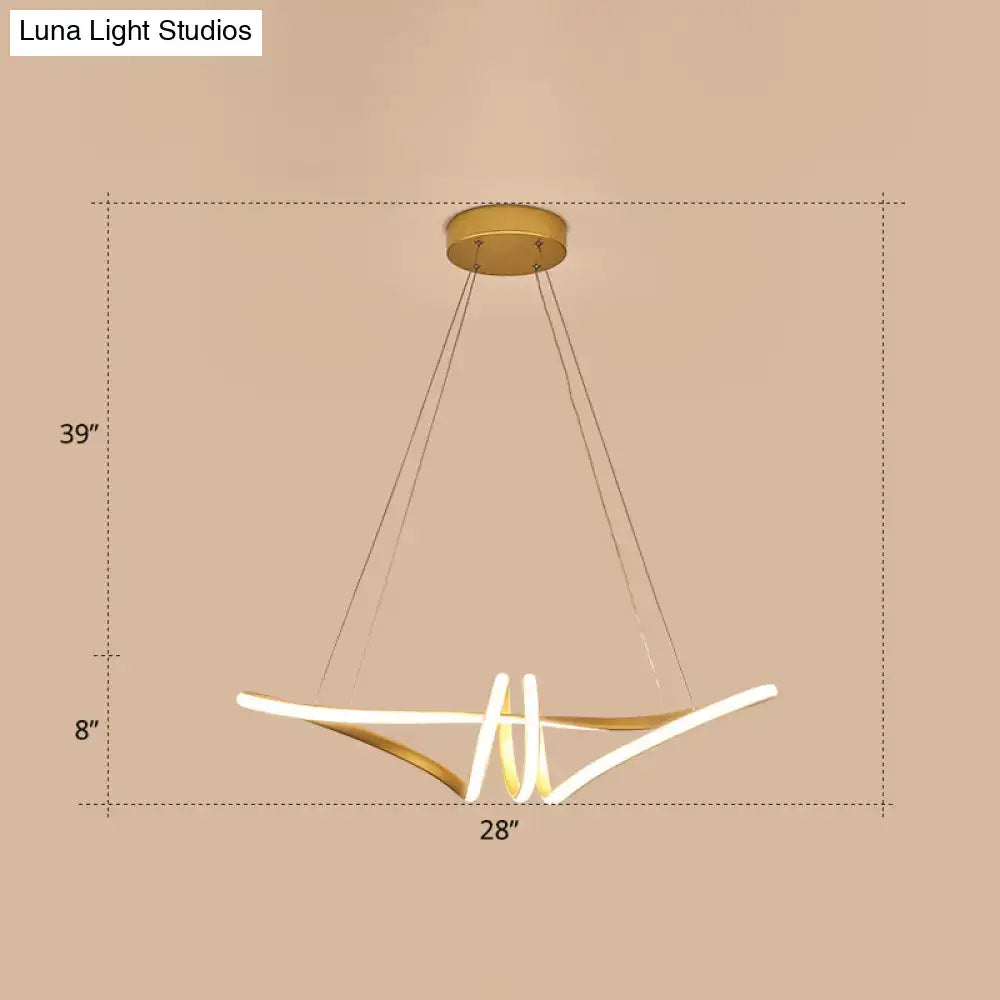 Modern gold & white twist island light fixture dining room led