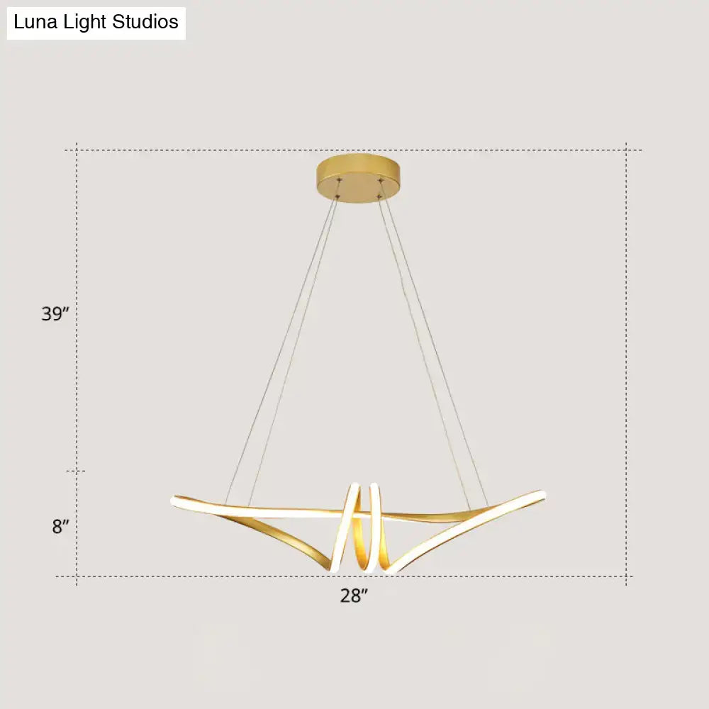 Modern gold & white twist island light fixture dining room led