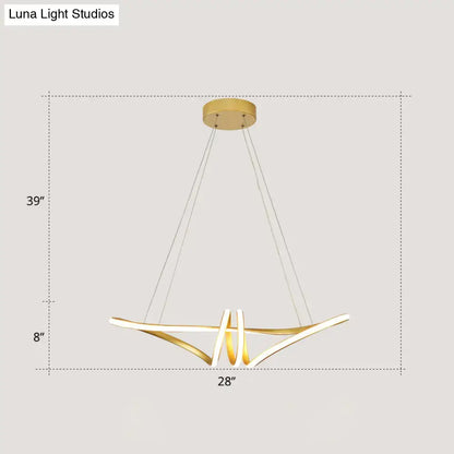Modern gold & white twist island light fixture dining room led