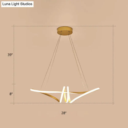 Modern gold & white twist island light fixture dining room led