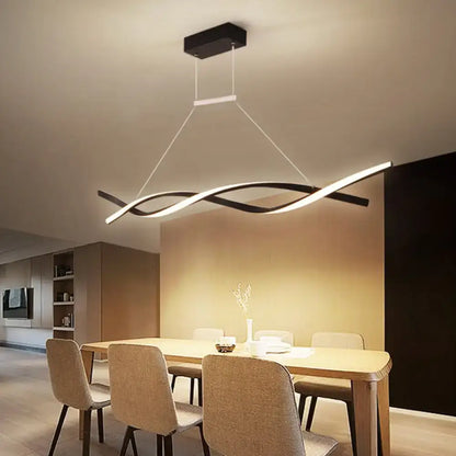 Modern minimalist linear led pendant light – dining room black & grey