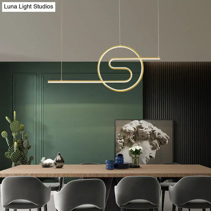 Modern chrome s shape led hanging light for dining room