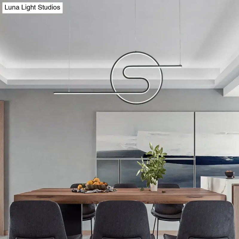 Modern chrome s shape led hanging light for dining room