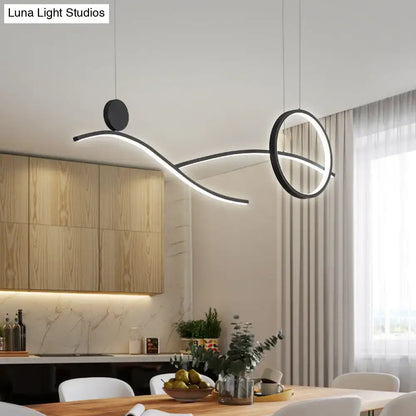 Modern chrome s shape led hanging light for dining room
