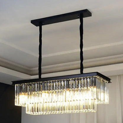 Minimalist black prismatic crystal pendant light kitchen island