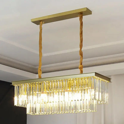 Minimalist black prismatic crystal pendant light kitchen island