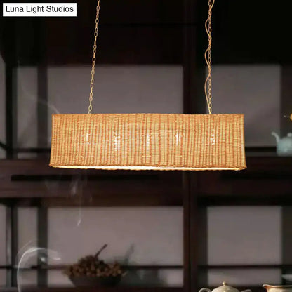 Minimalist beige rattan restaurant hanging lamp dining room chandelier