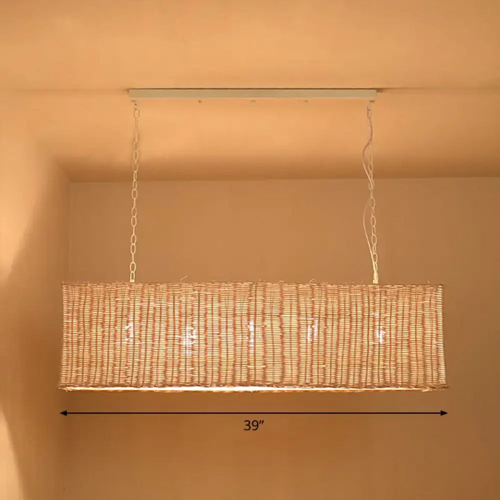 Minimalist beige rattan restaurant hanging lamp dining room chandelier