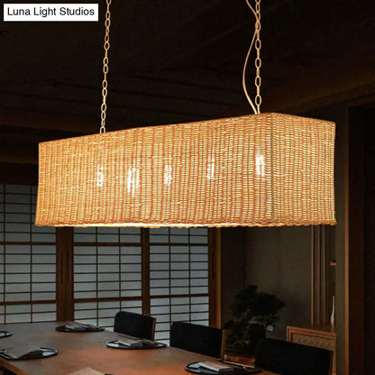 Minimalist beige rattan restaurant hanging lamp dining room chandelier