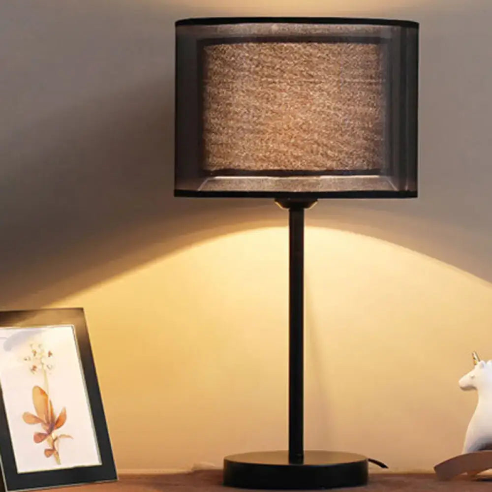 Minimalist black & beige single bulb table lamp bedroom fixture