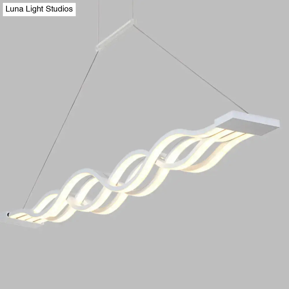 Modern wavy white led acrylic pendant lamp for dining room