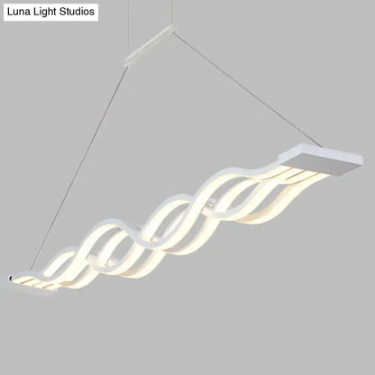 Modern wavy white led acrylic pendant lamp for dining room