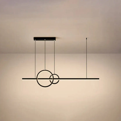 Minimalistic acrylic led linear and ring ceiling light dining room