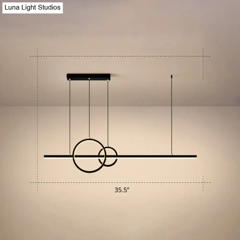 Minimalistic acrylic led linear and ring ceiling light dining room