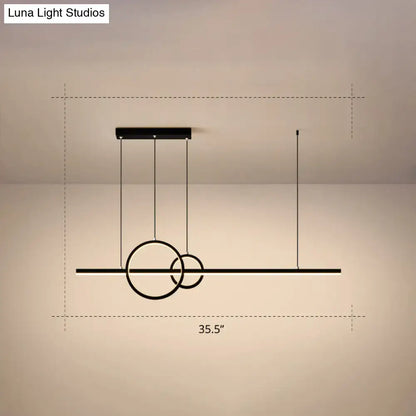 Minimalistic acrylic led linear and ring ceiling light dining room