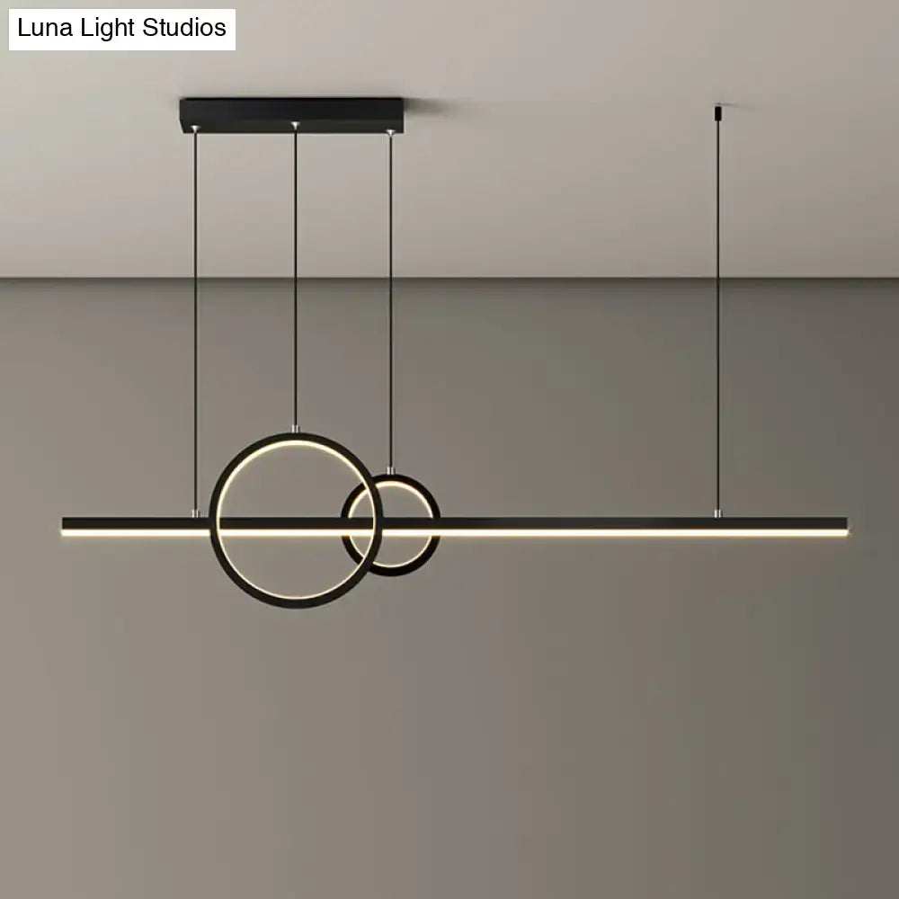 Minimalistic acrylic led linear and ring ceiling light dining room