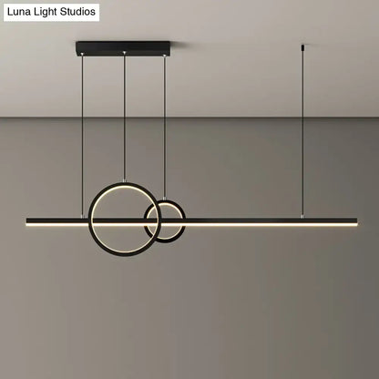 Minimalistic acrylic led linear and ring ceiling light dining room