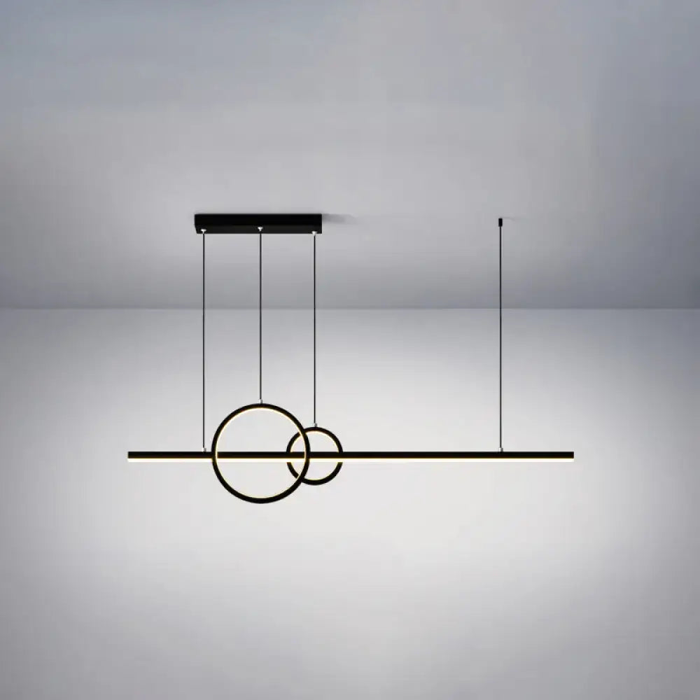 Minimalistic acrylic led linear and ring ceiling light dining room