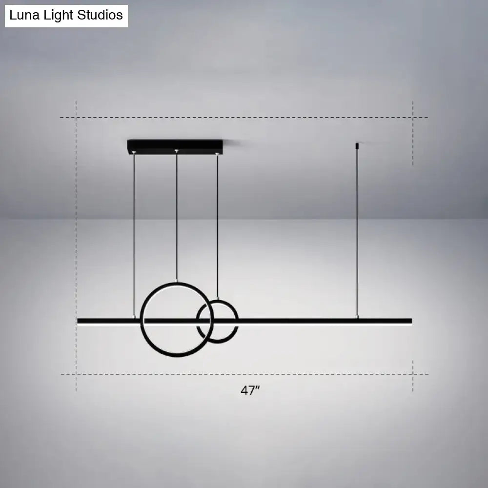 Minimalistic acrylic led linear and ring ceiling light dining room