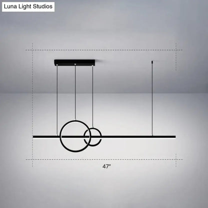 Minimalistic acrylic led linear and ring ceiling light dining room