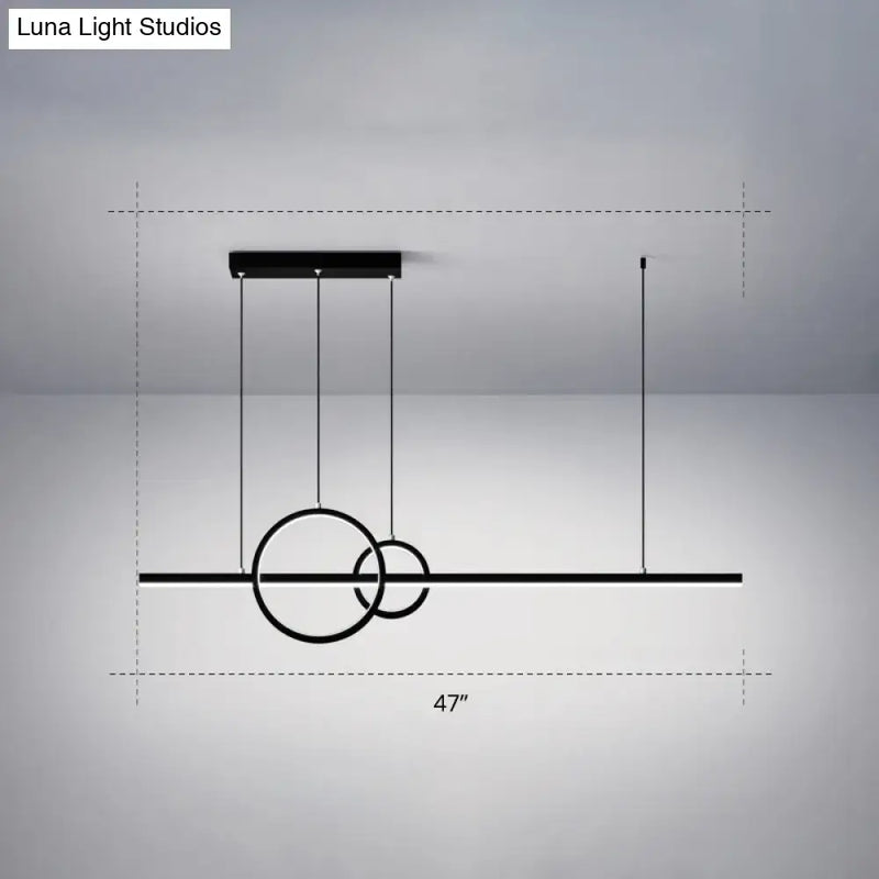 Minimalistic acrylic led linear and ring ceiling light dining room