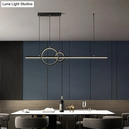Minimalistic acrylic led linear and ring ceiling light dining room