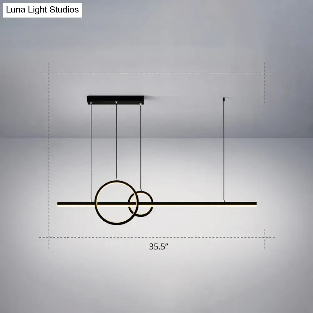 Minimalistic acrylic led linear and ring ceiling light dining room