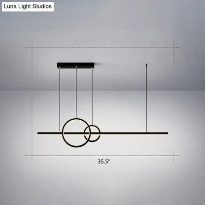 Minimalistic acrylic led linear and ring ceiling light dining room