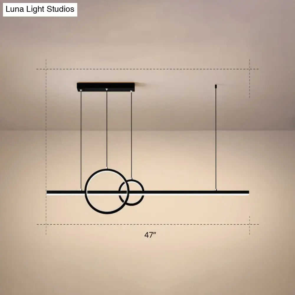 Minimalistic acrylic led linear and ring ceiling light dining room