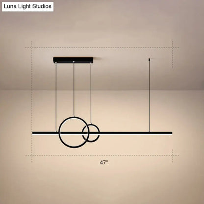 Minimalistic acrylic led linear and ring ceiling light dining room