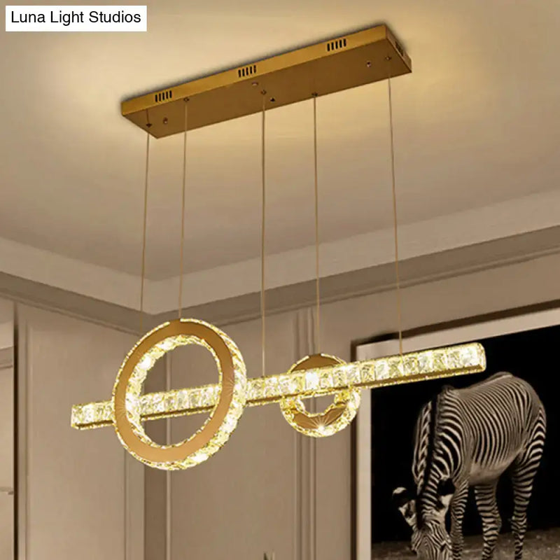 Minimalistic led gold crystal pendant light dining room 110v-120v