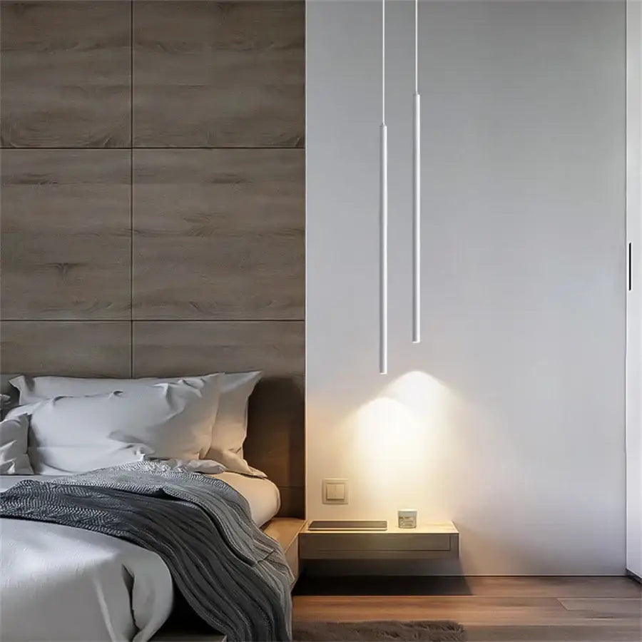 Modern black 2cm led pendant lights bedroom bedside lighting
