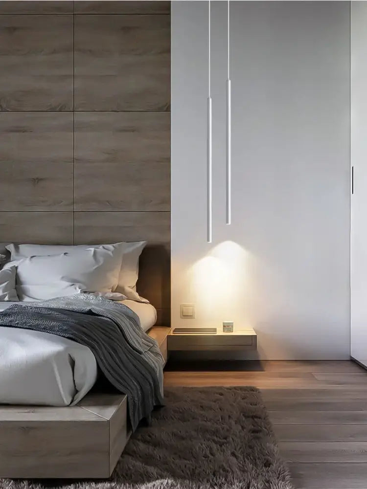 Modern black 2cm led pendant lights bedroom bedside lighting