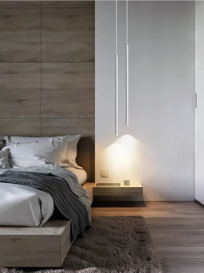 Modern black 2cm led pendant lights bedroom bedside lighting