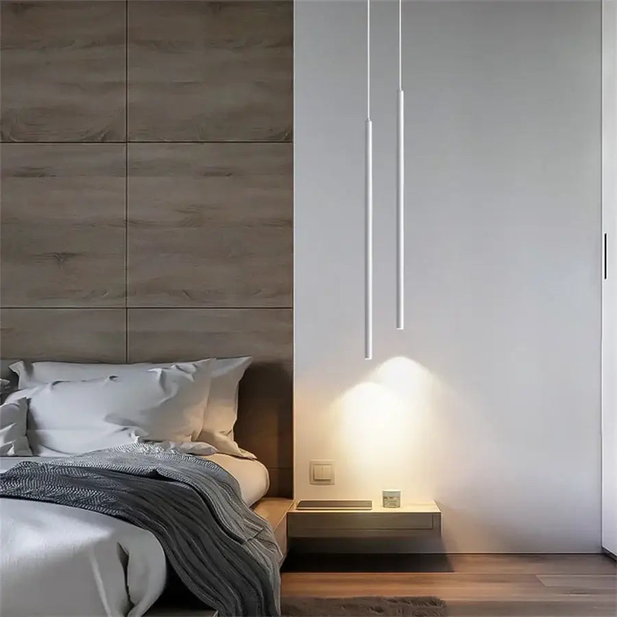 Modern black 2cm led pendant lights bedroom bedside lighting