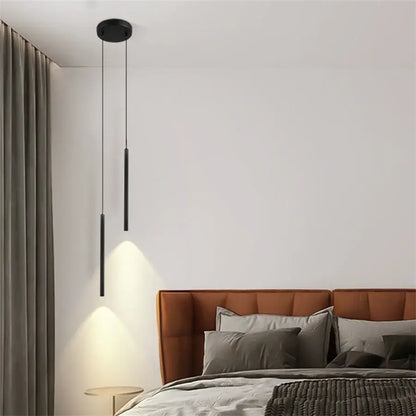 Modern black 2cm led pendant lights bedroom bedside lighting