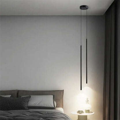 Modern black 2cm led pendant lights bedroom bedside lighting
