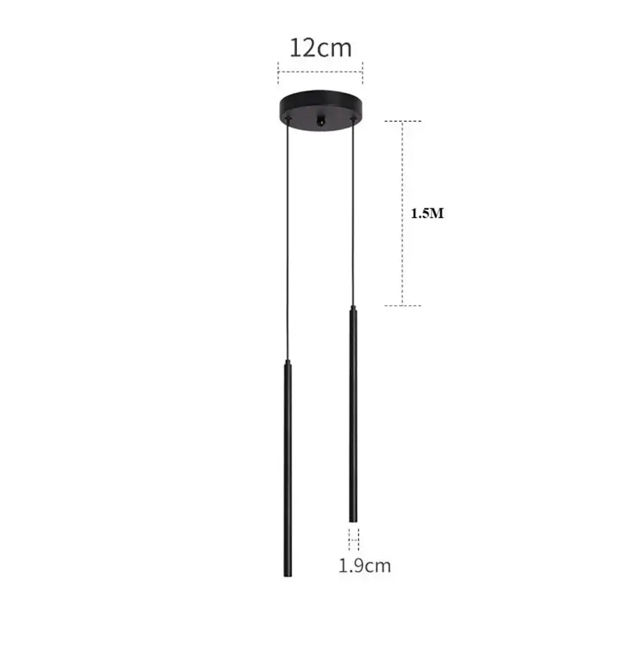 Modern black 2cm led pendant lights bedroom bedside lighting