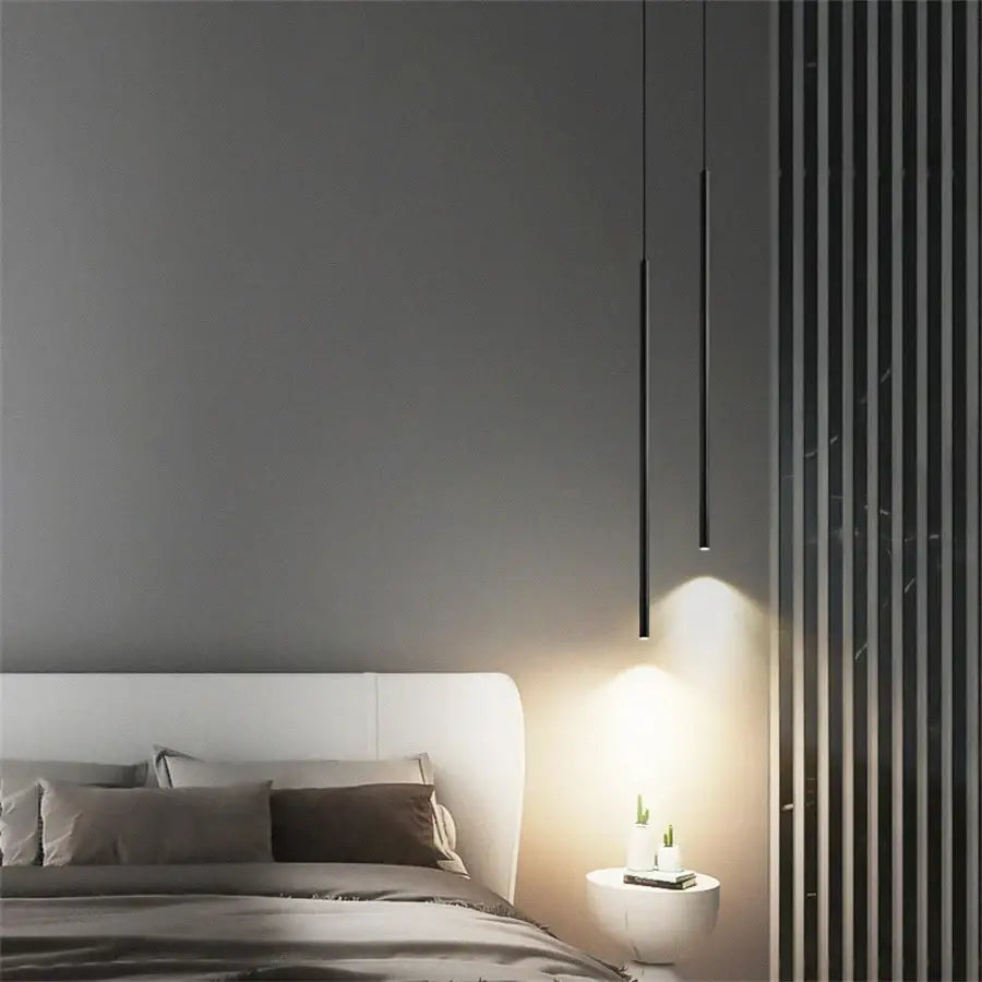 Modern black 2cm led pendant lights bedroom bedside lighting
